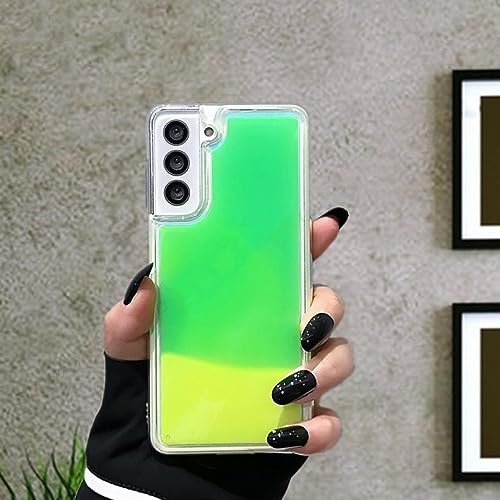 Luminous Neon Sand Phone Case para Samsung S21 Ultra S20 Plus S10 S9 S8 Plus Note 20 Ultra Liquid Glitter Quicksand Phone Cover,Verde,para Samsung S22 Plus