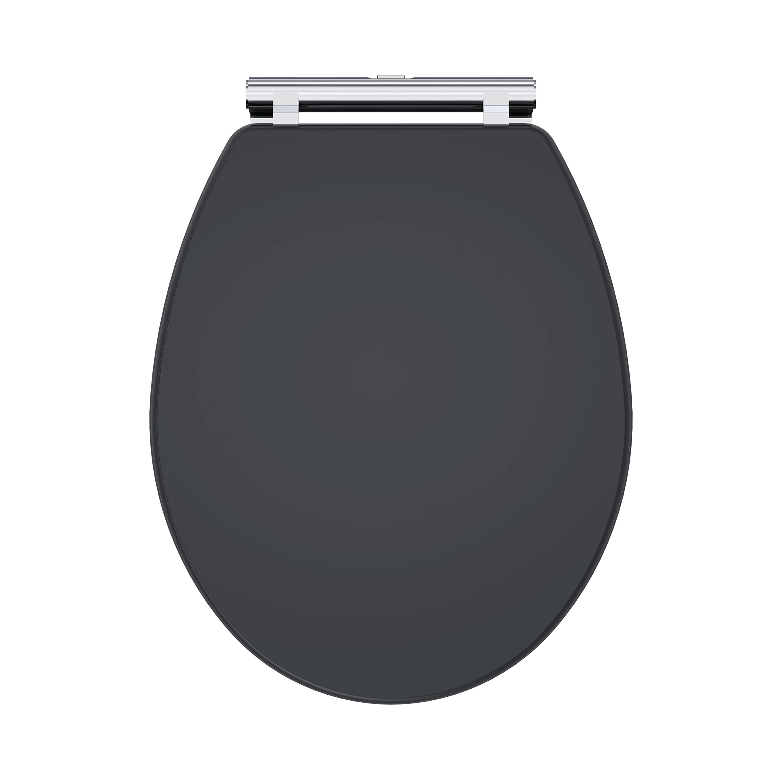 Nuie Satin Anthracite Cla1499 Classique Traditional Bathroom Soft Close Wooden Toilet Seat, 451Mm,