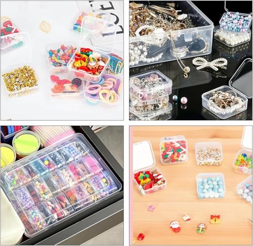 Image of Clear Plastic Bead Storage Organizer Box with 30 Compartments, Stackable Container for Jewelry Making, Crafts, Small Parts Organization