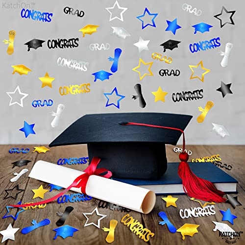 Image of KatchOn, Congrats Grad Graduation Confetti Class of 2026 - Pack of 1300 | Black, Silver, Blue and Gold Confetti for Class of 2026 Decorations | Graduation Decorations 2026