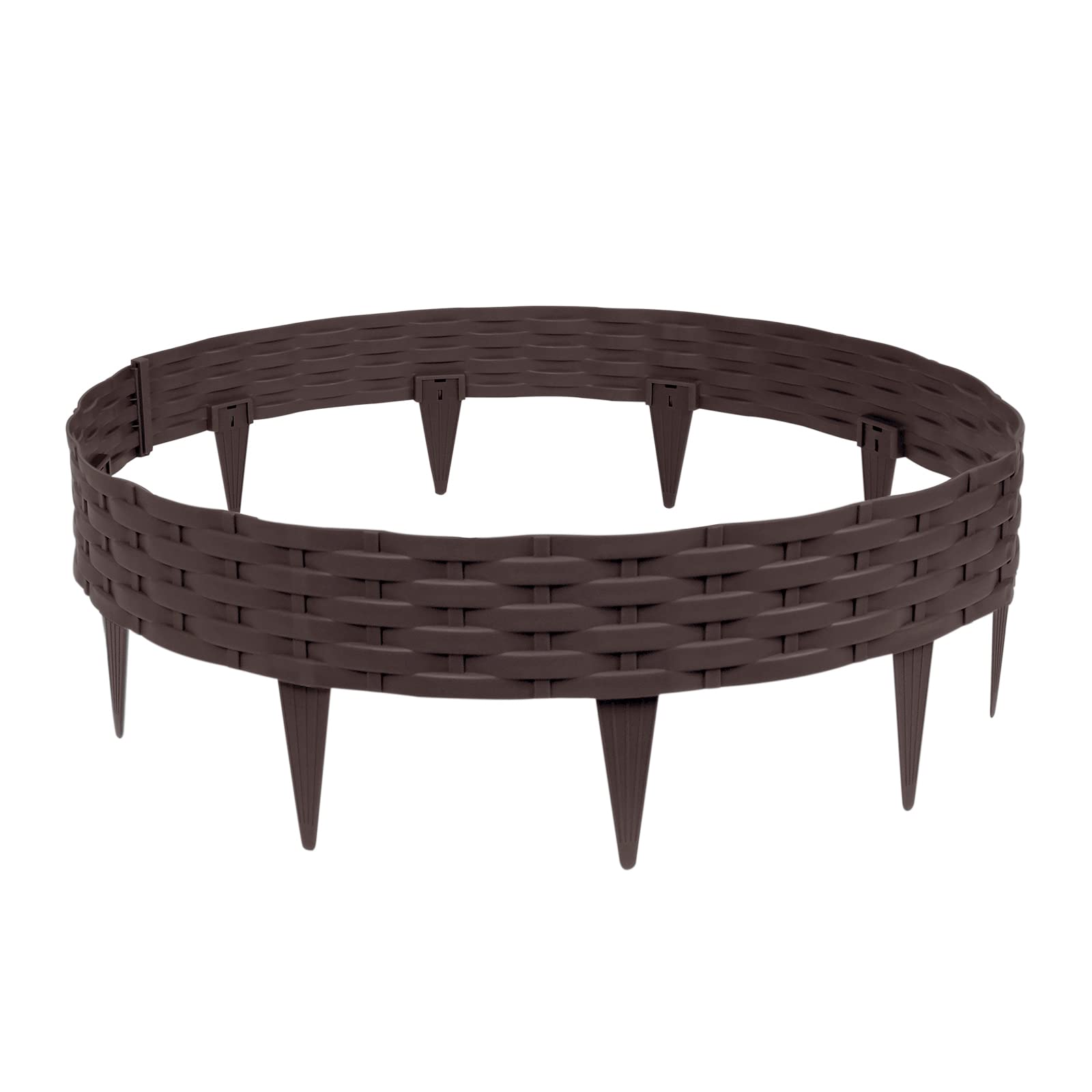 VA-Cerulean Kunststoff Rasenkante Rattan-Optik Beeteinfassung, Beetumrandung Palisade, Gartenpalisade, Beetzaun, Randsteine, Fencepanel