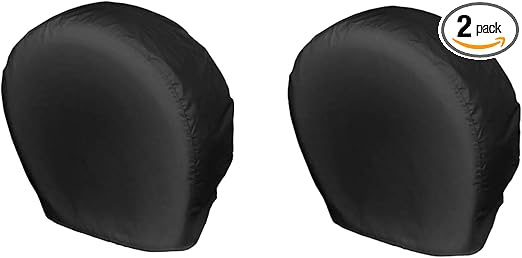 Explore Land Tire Covers 2 Pack - Tough Tire Wheel Protector for Truck, SUV, Trailer, Camper, RV - Universal Fits Tire Diameters 32-34.75 inches, Black