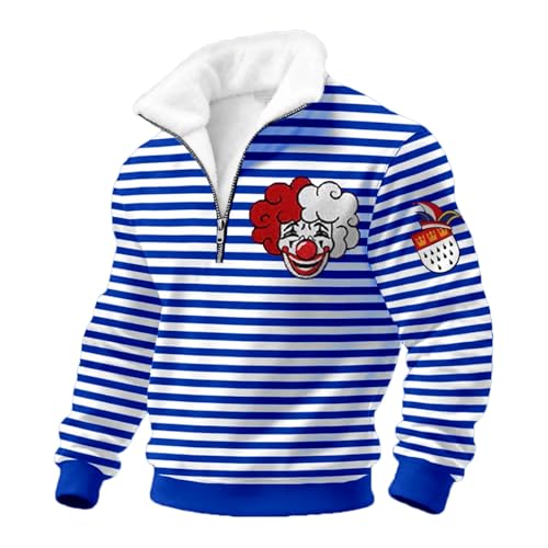 DASONLUE Sudaderas para hombre con bloqueo de color, cuello alto, corte ajustado, camiseta de rayas para carnaval, jogging, jersey de rayas transversales, camiseta de manga larga, suéter grueso de