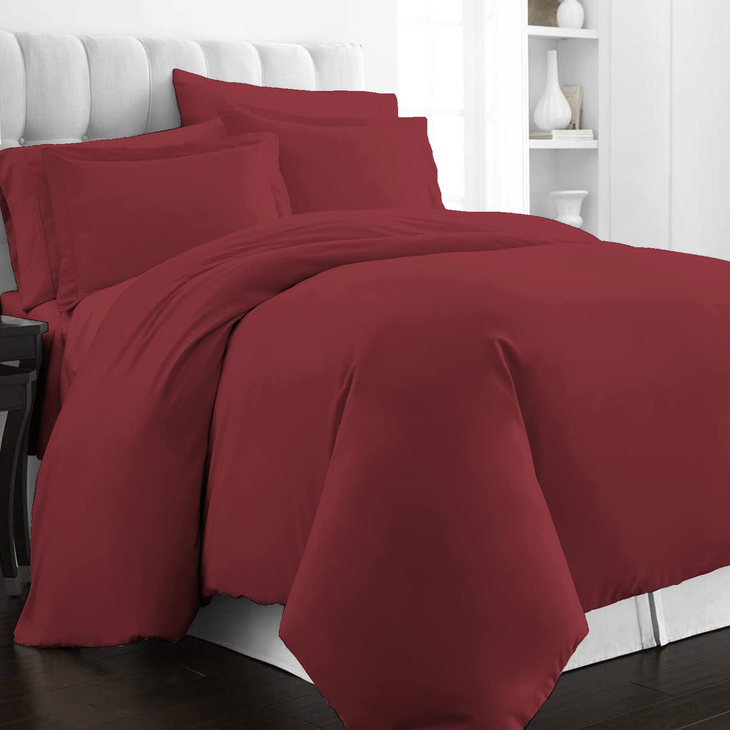 Pizuna Pure Combed Cotton GCC Single Duvet Cover 160x210 cm, Rio Red, 400 Thread Count Cool Breathable 100% Long Staple Cotton Sateen Weave Quilt Cover with 1 Pillowcase (Rio Red Bedding Set)