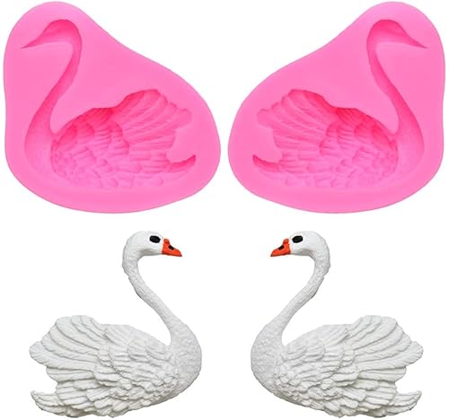 Paquete de 2 moldes de silicona para fondant de cisne, chocolate, caramelo, azúcar, manualidades, goma de mascar, herramientas de decoración de