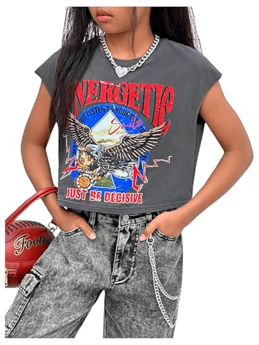 SOLY HUX Girls Summer Letter Graphic Tees Crew Neck Loose Casual T Shirts