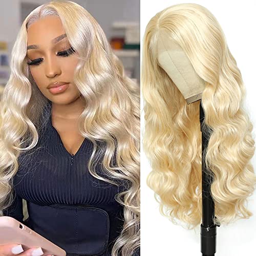 Soyeon Synthetic Lace Front Wig 613 Blonde Wig Long Body Wave Synthetic Wigs for Women Transparent Lace Wig with Baby Hair 180% Density Daily Wear Wig 30 inch