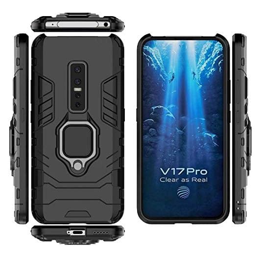 ONELIKE 360° Impact Guard Shockproof Slim Drop Full Body Protection Robot Ring Phone Back Cover Compatible for vivo 1909 / vivo V17 Pro - Black 3