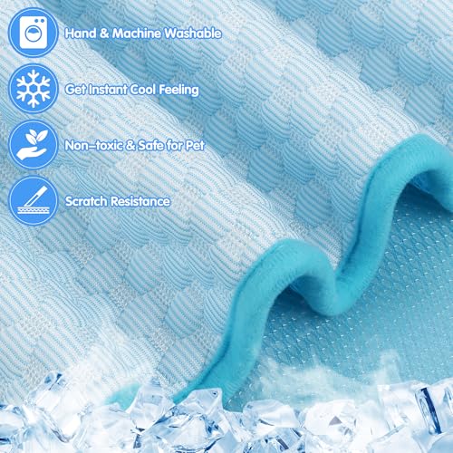 Fililogor Kühlmatte für Hunde, Hundekühlmatte selbstkühlend, Kühlmatte Bett für Haustiere, Selbstkühlmatte Hundekühlmatte für Hunde & Katze (Blau, M(60X50cm))