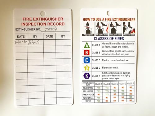 Image of 3.5x6'' FIRE Extinguisher Inspection Record Plastic Card Waterproof Tags 20 PCS
