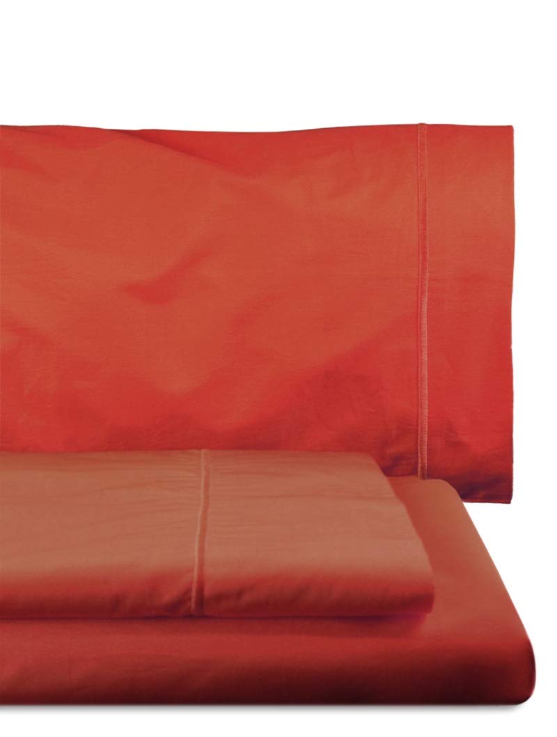 Lasa Royal - Bed sheet set with flat sheet, 180 x 285 cm, fitted sheet, 108 x 200 cm, pillow case, 45 x 130 cm, red color