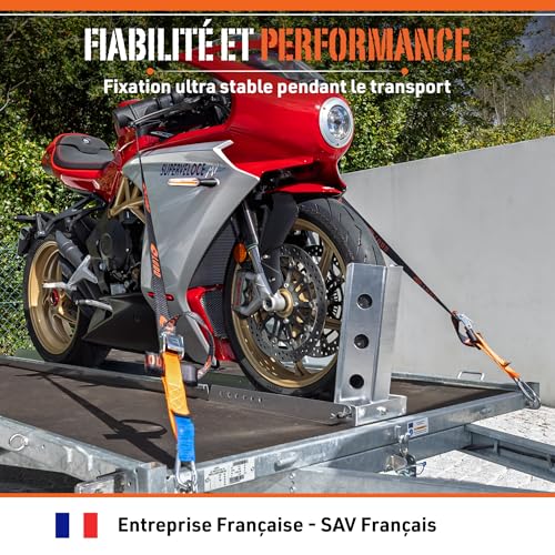 LODD – Sangles Moto, Arrimage au Guidon avec Manchons Composites Renforcés, Boucles Renforcées, 38 mm, Résistance 1100 kg, Mousquetons Acier, Remorque, Motos routières & Sportives – Valise Incluse – vue 5