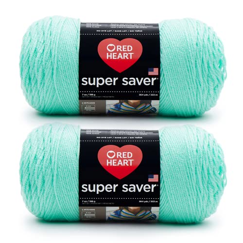 Bulk Buy: Red Heart Super Saver (2-Pack) (Minty, 7 oz Each Skein)