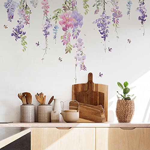 Runtoo Vinilo Decorativo Floral Morado para Pared miniatura 1