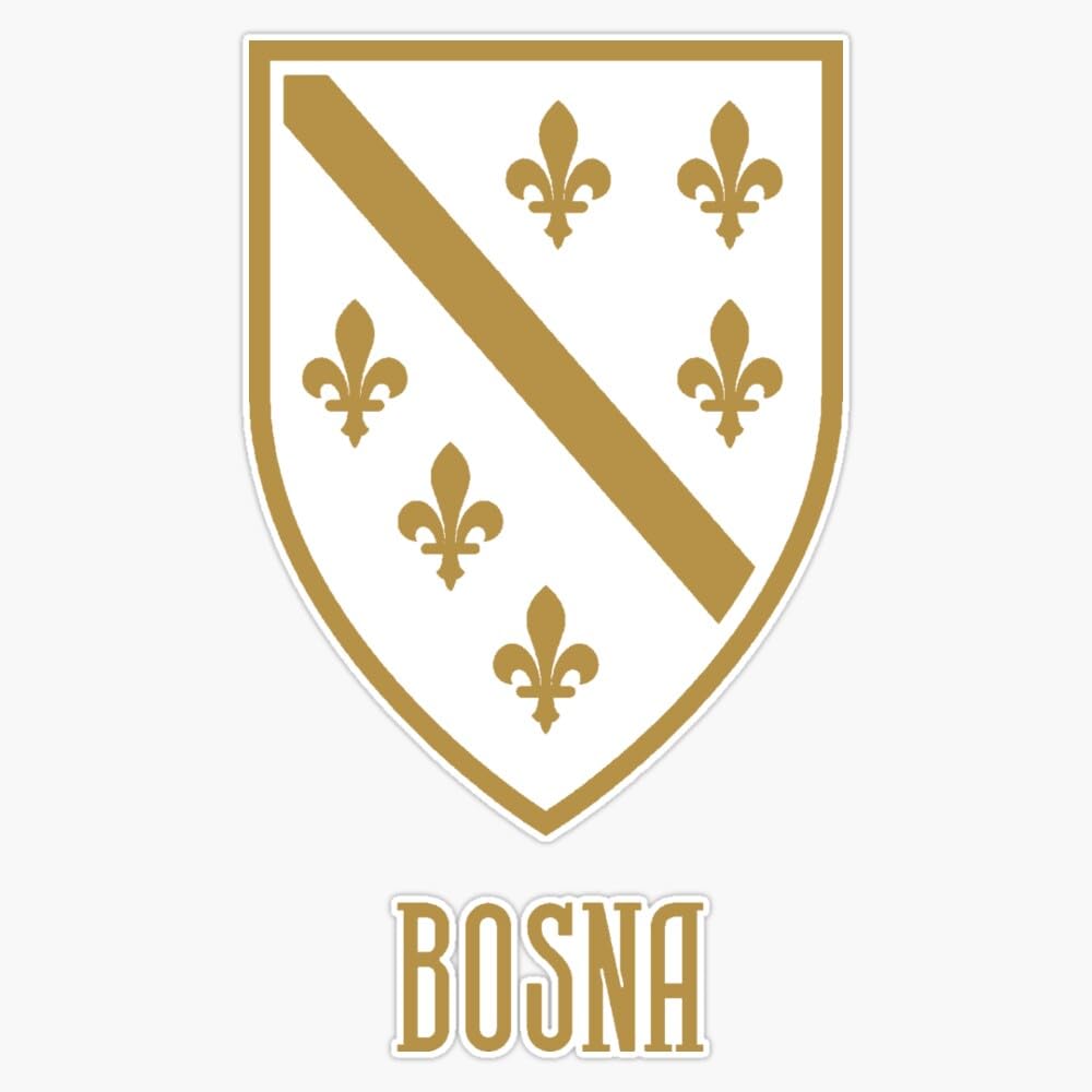 2-Pack Bosnia Herzegovina Coat Of Arms Decals - 4" Gold Vinyl Car Stickers