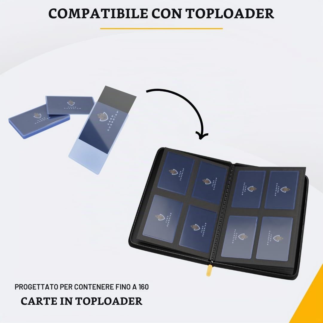 Card Guardian - Raccoglitore Premium con 4 Tasche e Cerniera per 160 Carte - Tasche con Caricamento Laterale - Compatibile con Carte Sportive e di Collezione TCG (Teal)