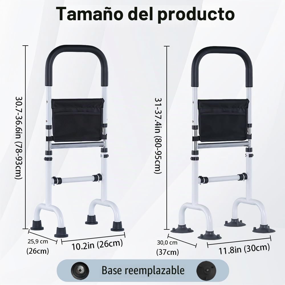 Ayuda para Levantarse de la Cama para Mayores, Grua para Personas Mayores con Barandilla Ajustable, Asidero Antideslizante Reposapiés Robusto hasta 150kg