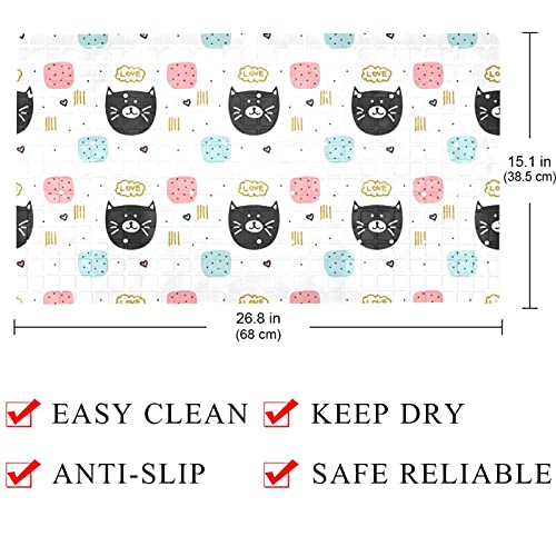 Tapis de bain antidérapant chat avec ventouses et drainage efficace