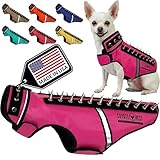 CoyoteVest SpikeVest Dog Harness Vest for Small Dogs, Reflective Dog Vest with Spikes to Shield Your pet from Coyotes, Raptor and Animal Attacks, Anti Hawk Vest, Made in USA (XS-Pink)