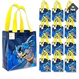 Batman Party Favor Set – 24 Pack of 8' Goodie Bags for Kids Bulk Reusable Mini Totes | Batman Birthday Supplies