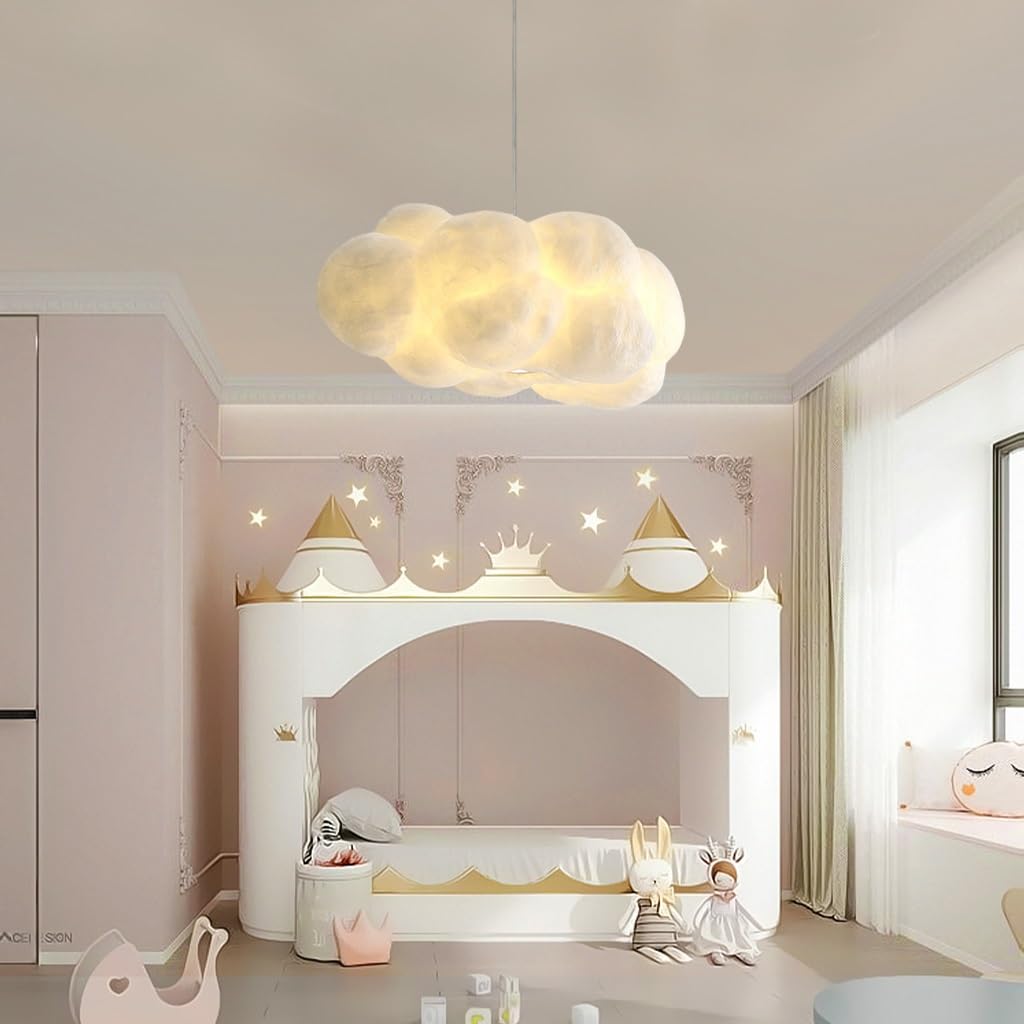 Lustre Creative Cotton Cloud Suspension Luminaire Romantique Décoration Intérieure Hauteur Réglable 1 Lampe Blanc Lampe Suspendus E27 Convient pour Hôtel Restaurant Chambre Salon Éclairage (S