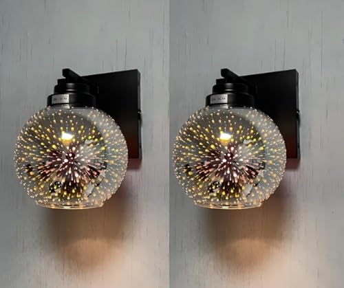ThyFenno TF-1T T2L Battery Operated Wall Sconce with Remote Control, 3D Colorful Lampshade, 3 Color Temperature Dimmable Wall Lamp for Living Room