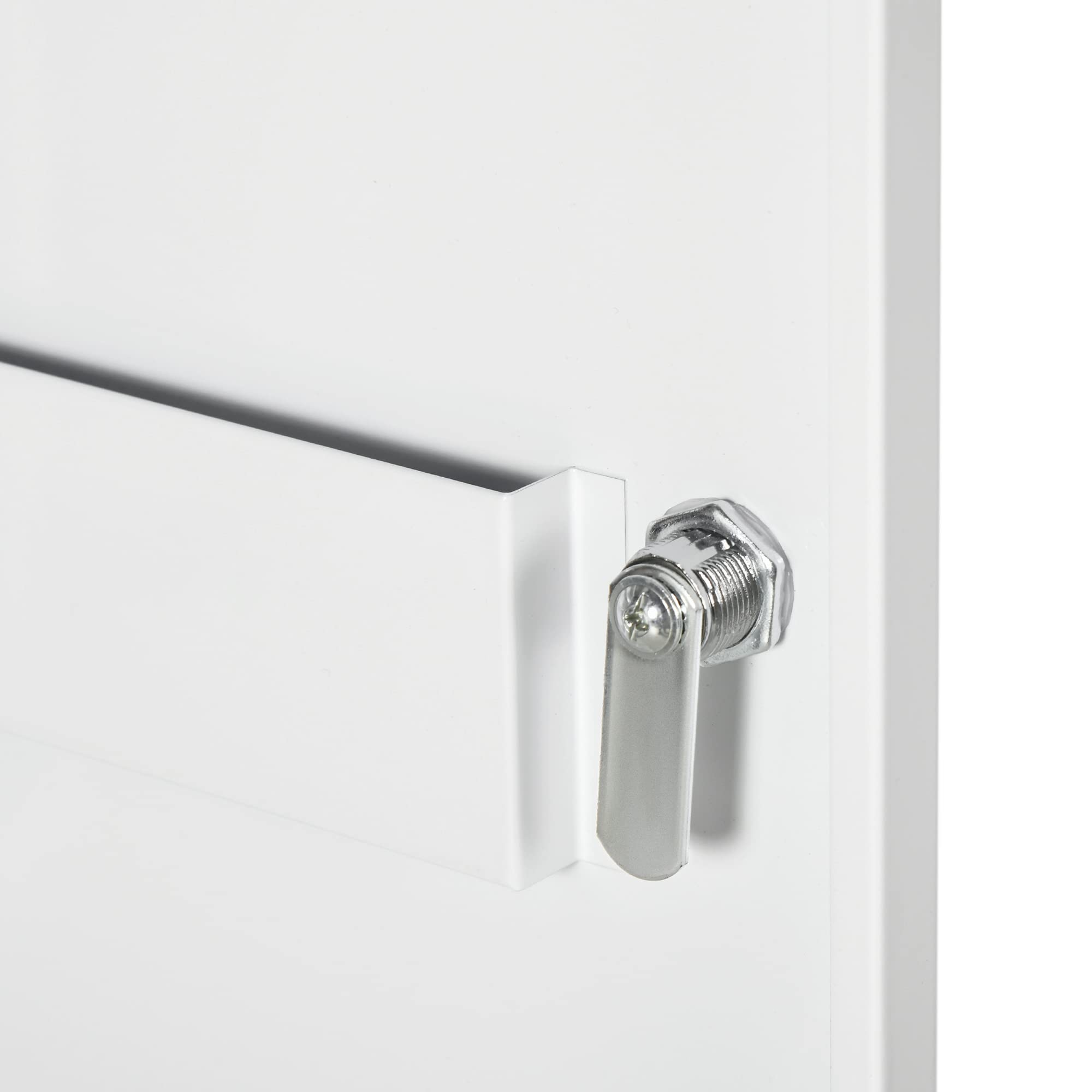 kleankin Medizinschrank aus kaltgewalztem Stahl Arzneischrank zur Medikamenten-Aufbewahrung, Abschließbar Erste Hilfe Schrank mit 3 Fächer, 40 x 15 x 53,5 cm, Weiß