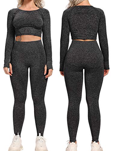 Women's Yoga Gym Crop Top Compression Workout Athletic Long Sleeve Shirt L