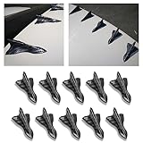 GKmow Pack-10 Car Shark Fin Antenna Kit, Universal Rear Bumper Canards Splitter, Stick-on Spoiler Roof Air Vortex Decorative Aerial (Carbon Fiber Black #101)