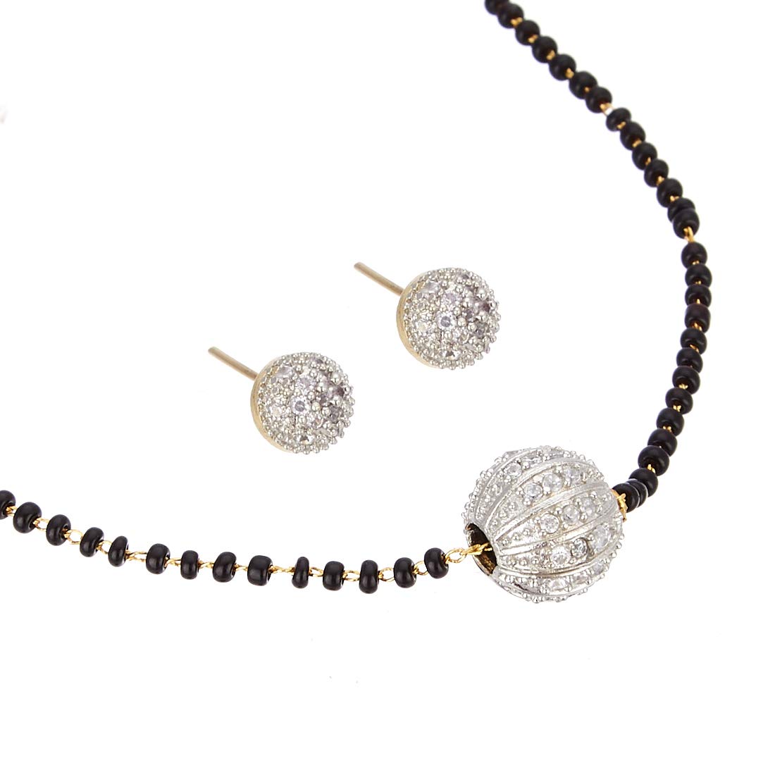 ZENEME Mangalsutra Gold Plated American Diamond Studded Pearl Tanmaniya Nallapusalu with Black Bead Chain For Women Pride (B07P86Z82Q) Amazon Price History, Amazon Price Tracker