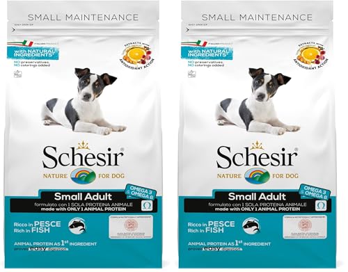 Schesir, Cibo Secco per Cani Adulti di Piccola Taglia Linea Mantenimento al Gusto Pesce, Crocchette - Sacco da 2 kg (Confezione da 2)