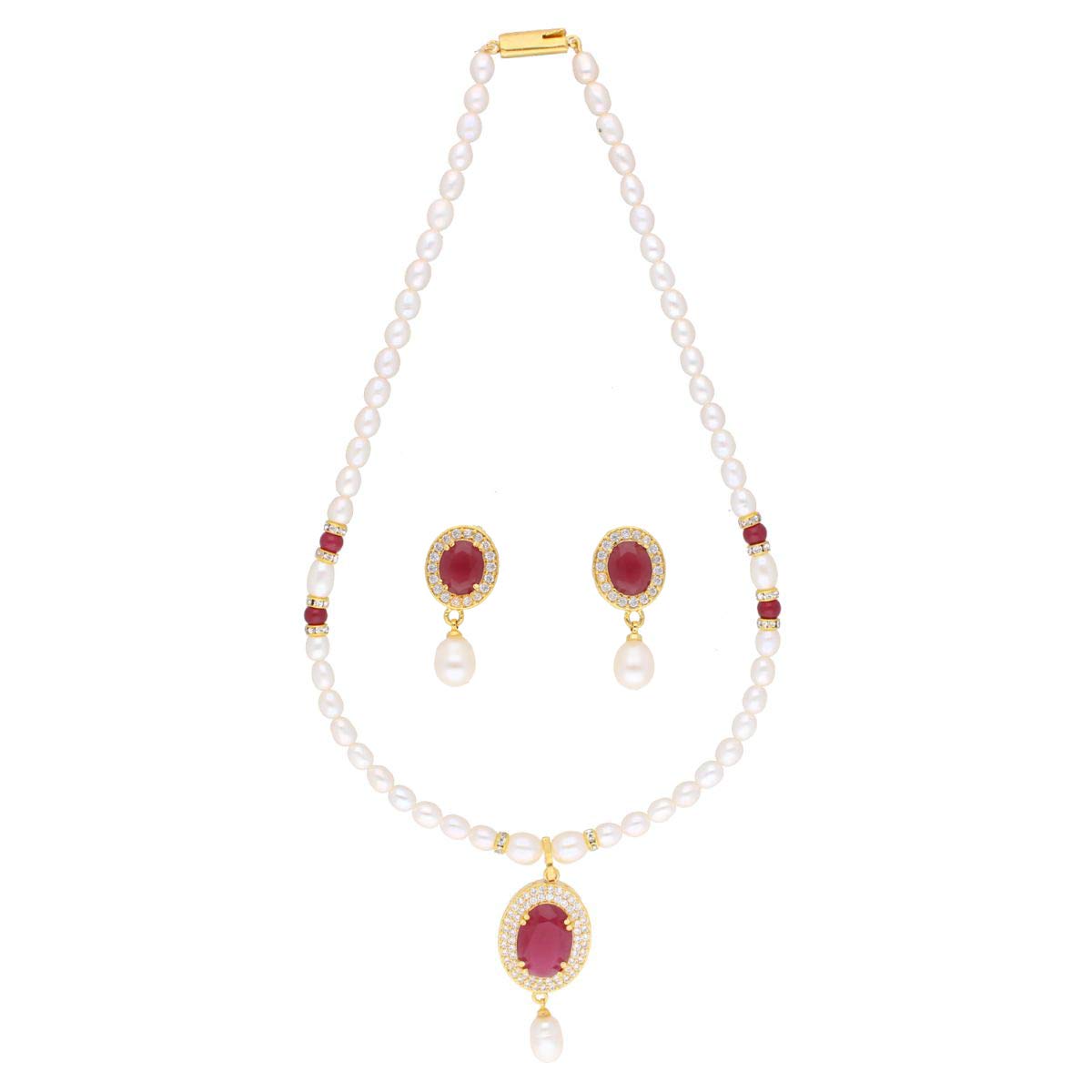 Sri Jagdamba Pearls Dealer Freshwater White Navishka Pearl Pendant Necklace set | Necklace to Gift Women & Girls| With Certificate of Authenticity AAA Quality (B08K4PRL6J) Amazon Price History, Amazon Price Tracker