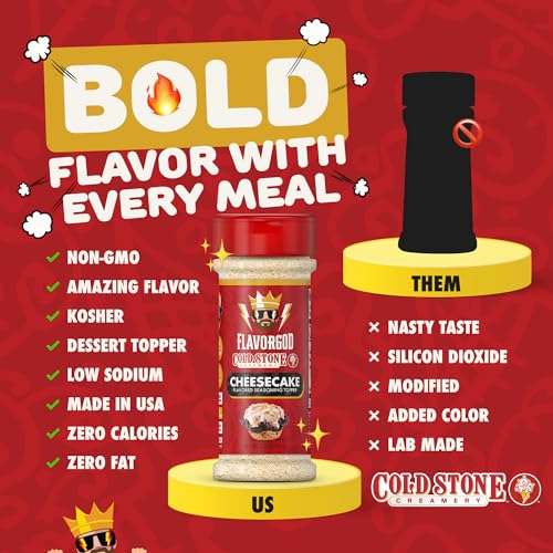 Image of Cold Stone Creamery Ice Cream Seasoning Toppers by FlavorGod (2-Pack) - Healthy Dessert Toppers - 0 Calories, 0 Sodium, Kosher - Try with Coffee, Yogurt, & Ice Cream - Cheesecake & Vanilla Combo