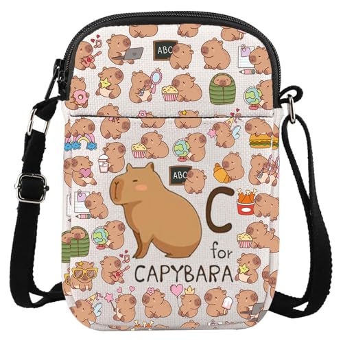 LEVLO Cute Capybara Crossbody Bag Cartoon Animal Gift C Is Capybara Shoulder Bag Pet Owner Merch