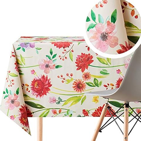 KP HOME Floral Wipe Clean Tablecloth 78x55in Cover