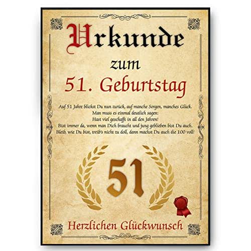 Tigerlino® Urkunde zum 51. Geburtstag Geschenk Jahrgang 1972