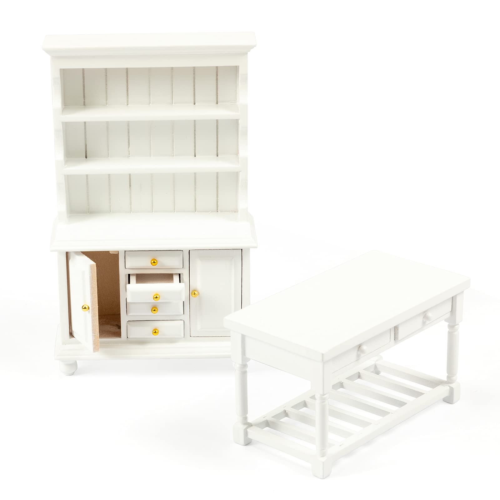 Buy SAMCAMI Modern Wooden Miniature Dollhouse Furniture Kitchen Island and (White