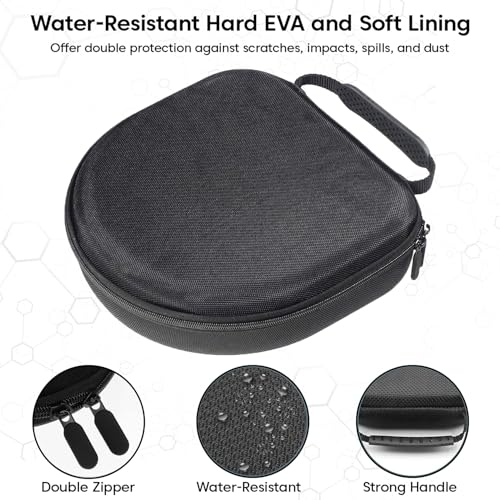 Image of Sounce Premium Hard Travel Case for AirPods Max, Audeze, Bowers & Wilkins PX Series Over-Ear Headphones | Shockproof, Dust-Resistant, Weather-Proof Carrying Pouch with Zipper Closure - Black