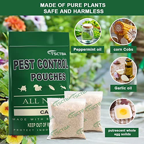 Tsctba Pest Control Pouches,Squirrel Repellent,Peppermint Oil Pest And Rodent Repellent,Mouse/Rat/Mice Repellent,Mosquito Repellent,Naturally And Strongly Repel Roach,Ant, & Other Pests -10Pouche #TOP7
