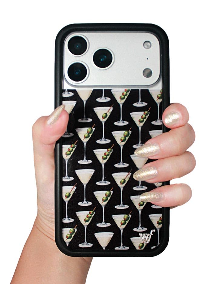 Image of Wildflower Cases - Compatible with iPhone 16 Pro Max | Protective Black Bumper, 6.5ft Drop Test Certified, Women Owned Small Business | Olive Martini Aesthetic Cute Trendy Girl | Collab - Ashtin Earle