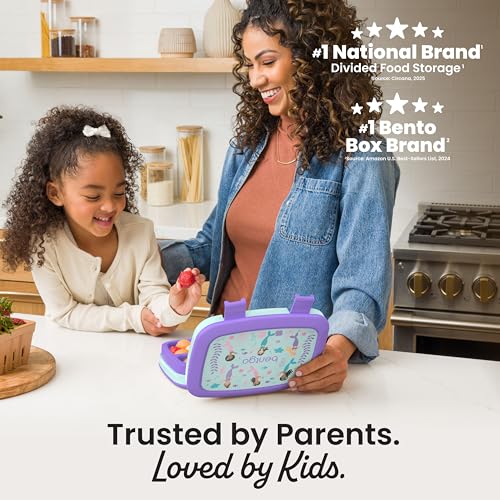 Image of Bentgo Kids Prints Leak-Proof, 5-Compartment Bento-Style Kids Lunch Box - Ideal Portion Sizes for Ages 3-7, Durable, Drop-Proof, Dishwasher Safe, & PFAS & BPA-Free Materials (Mermaids in the Sea)