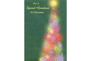 Designer Greetings Tree of White Dots and Colorful Swirls on Dark Green Grandson Christmas Card