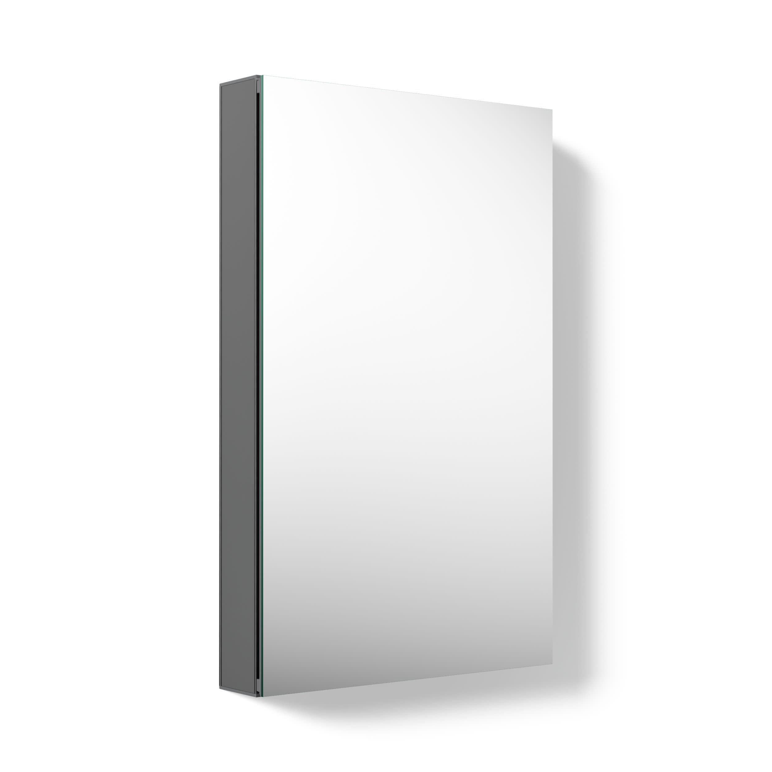 Kohler Maxstow Mirror Cabinet 15"x24"x3.56" (38.1cm x 60.96cm x 9.04cm), Dark Anodized Aluminum with Silver Coated Glass - Bathroom Cabinet with Storage for Medicine, Makeup, Toiletries - Slim-image-5