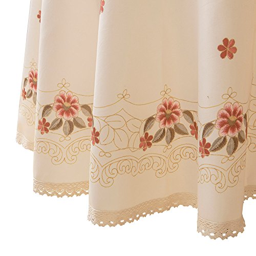 Wewoch Decorative Red Floral Print Lace Water Resistant Tablecloth Wrinkle Free And Stain Resistant Fabric Tablecloths For Round Table 60 Inch By 60 Inch #TOP1