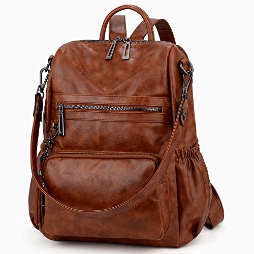 Image of UTO Women Backpack Purse Leather Vegan Ladies Fashion Designer Rucksack Convertible Travel Shoulder Bag with Tassel