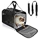 Lannvan Transportbox Katze, Katzentransportbox Katzen bis 6,5kg, Hundebox Faltbar mit Abnehmbarem Plüschpad, Hundebox Auto Atmungsaktiv für Camping Reisen Tierarztbesuch (45x30x30cm, Schwarz)