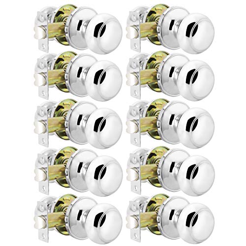 🔥 Flash Sale Flat Ball Polished Chrome Hall and Closet Door Locks Passage Knobs for Interior Door,Stainless Steel Made,10Pack