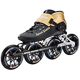 SLJJLHX Inline Speed Skates for Men Women,Professional Carbon Fibre Inline Skates Adult Male,High Performance Fitness Racing Skates,Unisex (Gold, US 10.5 / EU 44)