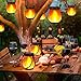 Solar Lanterns Outdoor Waterproof, 2 Pack Dancing Flame Solar Lantern Outdoor Lights, USB/Solar Powered Hanging Outdoor Lanterns Decorative for Outside Porch Yard Garden Patio Decor
