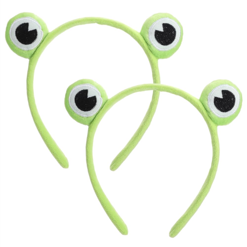 UngVeil 2 Pieces Cute Frog Headband Stretchy Frog Hair Accessories Cartoon Frog Headband for Face Washing Shower Sports Yoga Beauty Skincare (Green